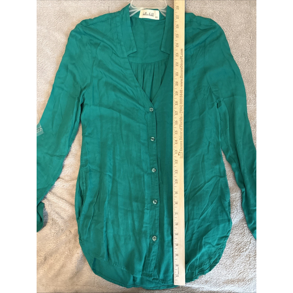 Bella Dahl XS Women’s Green Rayon Button Down Top Soft Flowy - Picture 4 of 7